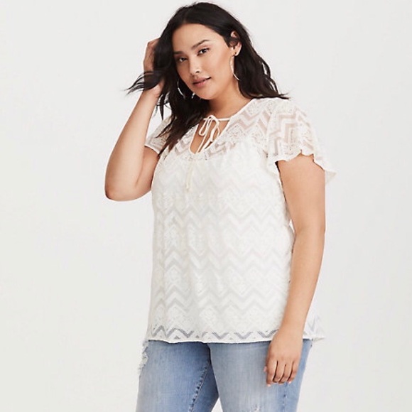 torrid Tops - White Sheer Lace Top From Torrid.